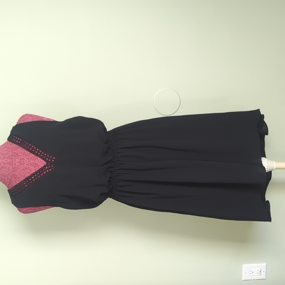 Adrianna Papell Sleeveless Black High Low Dress, US 10
